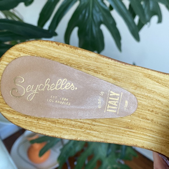 🆕 Anthropologie x Seychelles Marine Layer wooden Clog Sandals - Picture 6 of 11